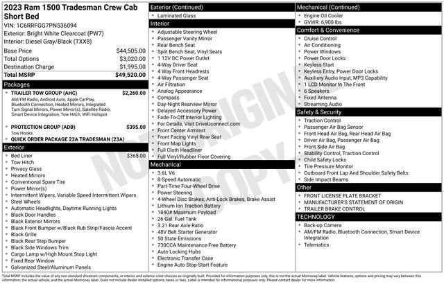 2023 RAM 1500 Tradesman Crew Cab 4x4 5'7" Box