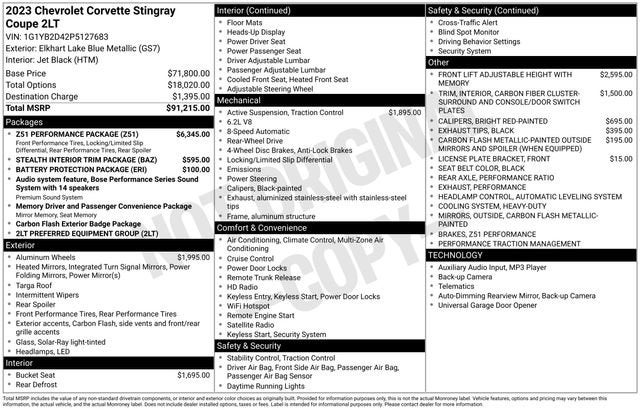 2023 Chevrolet Corvette Stingray 2LT