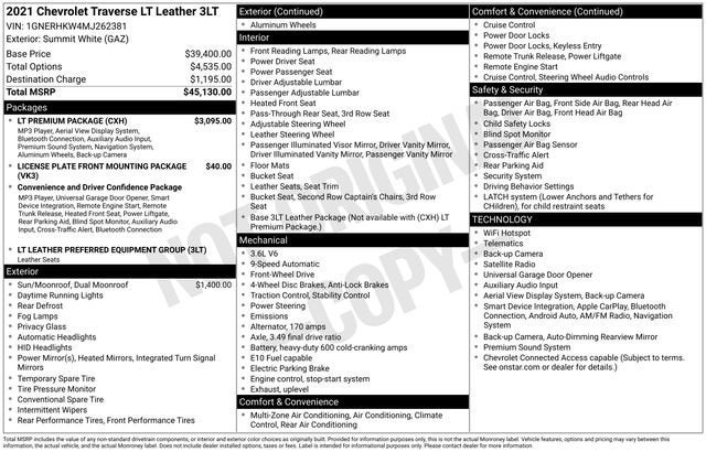 2021 Chevrolet Traverse LT Leather