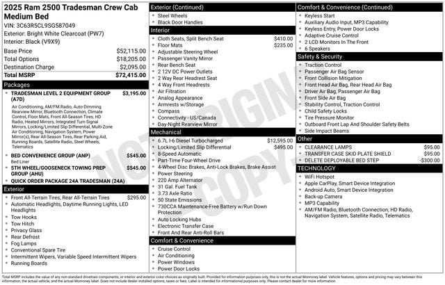 2025 RAM 2500 Tradesman Crew Cab 4x4 6'4" Box