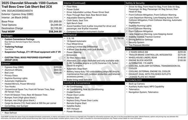 2025 Chevrolet Silverado 1500 Custom Trail Boss