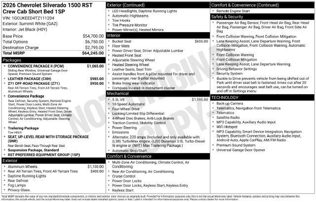 2026 Chevrolet Silverado 1500 RST