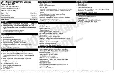 2014 Chevrolet Corvette Stingray 2LT