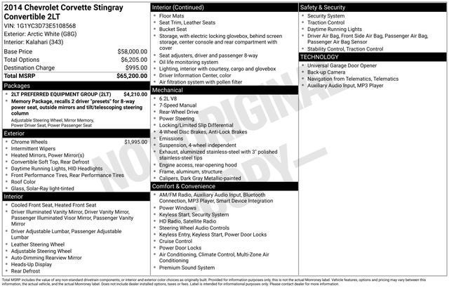 2014 Chevrolet Corvette Stingray 2LT