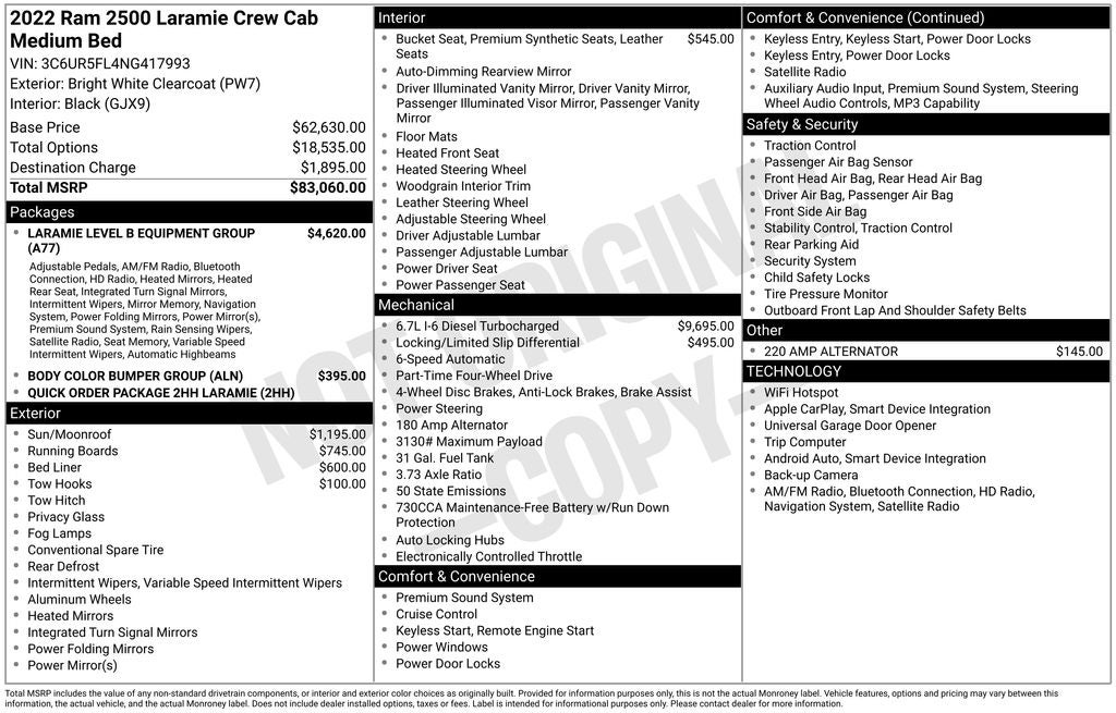 2022 RAM 2500 Laramie Crew Cab 4x4 6'4' Box