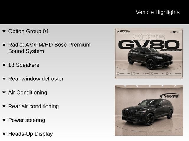 2026 Genesis GV80 3.5T Prestige Black