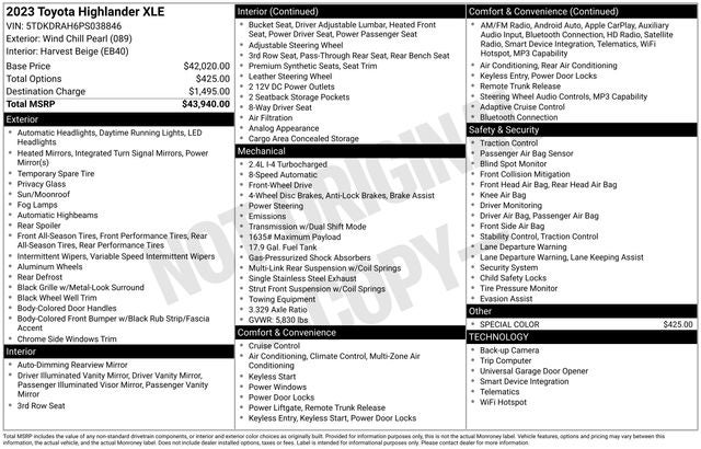 2023 Toyota Highlander XLE