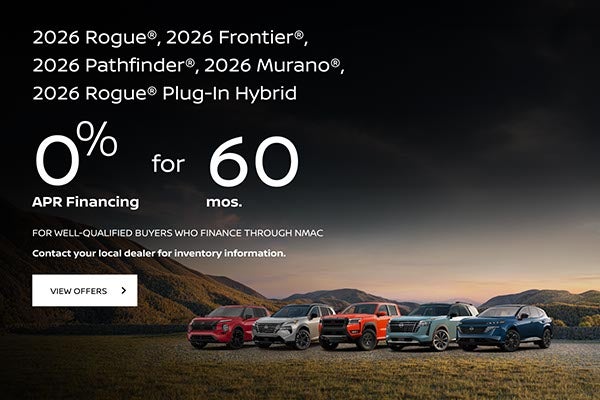 "2026 Rogue®, 2026 Frontier®, 2026 Pathfinder®, 2026 Murano®, 2026 Rogue® Plug-In Hybrid"