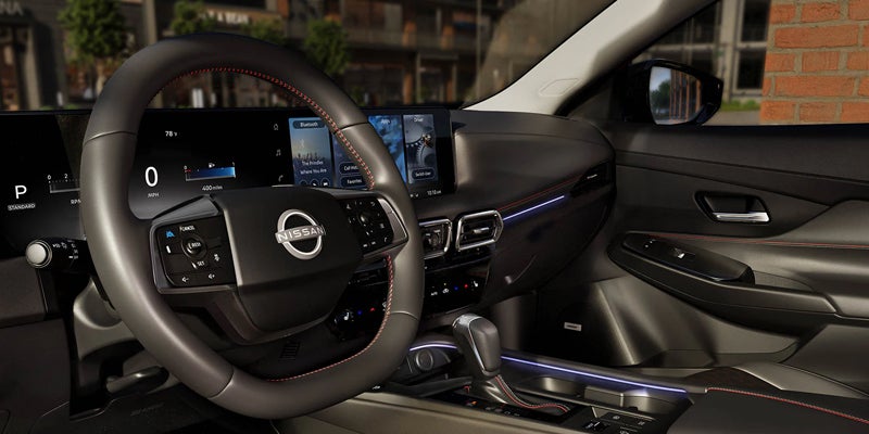 Nissan car wheel and front dashboard